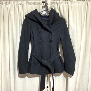 Zara Double Breasted Peacoat with Oversized Hood